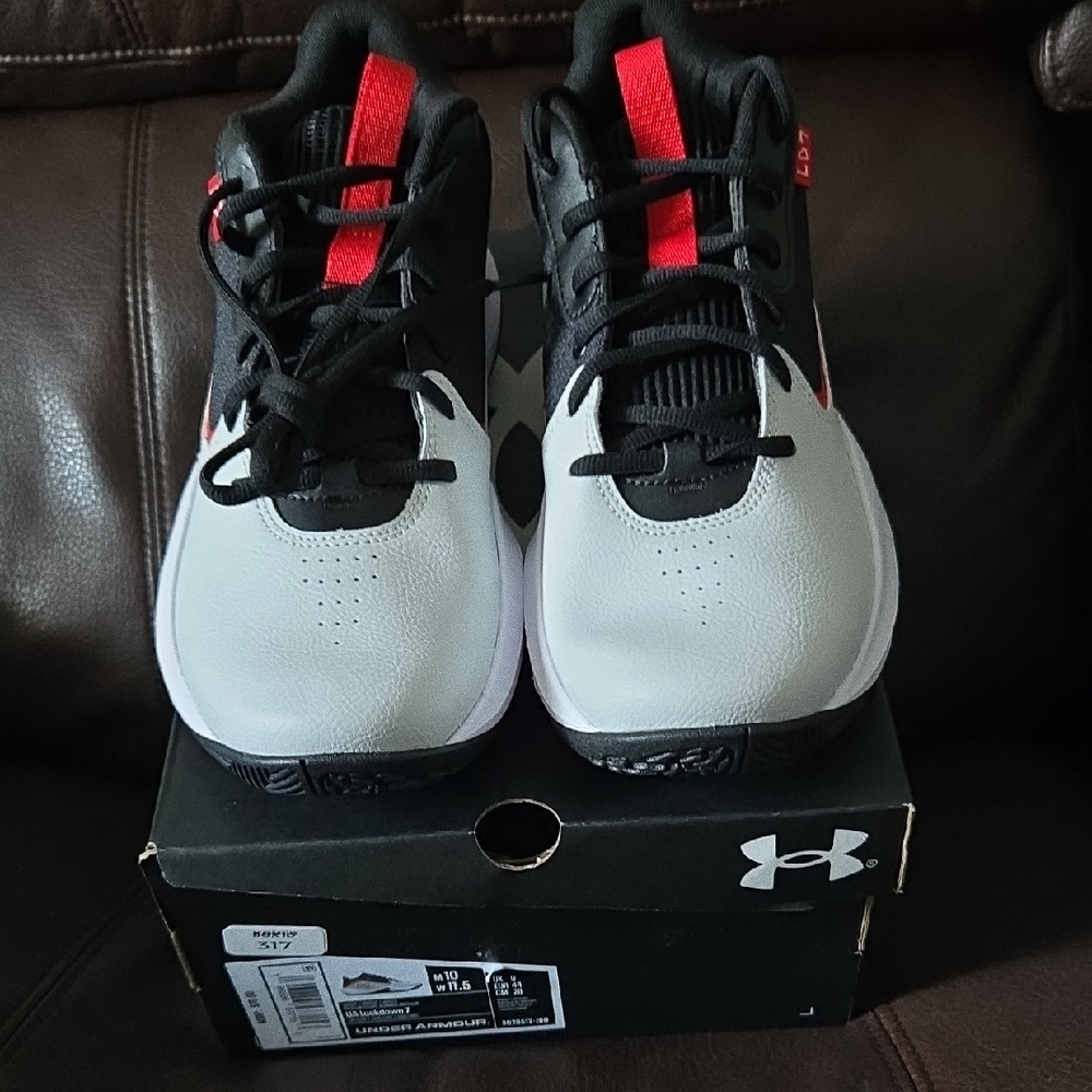 Under Armour White and Black Sneakers with Red Accents - Picture 2 of 7